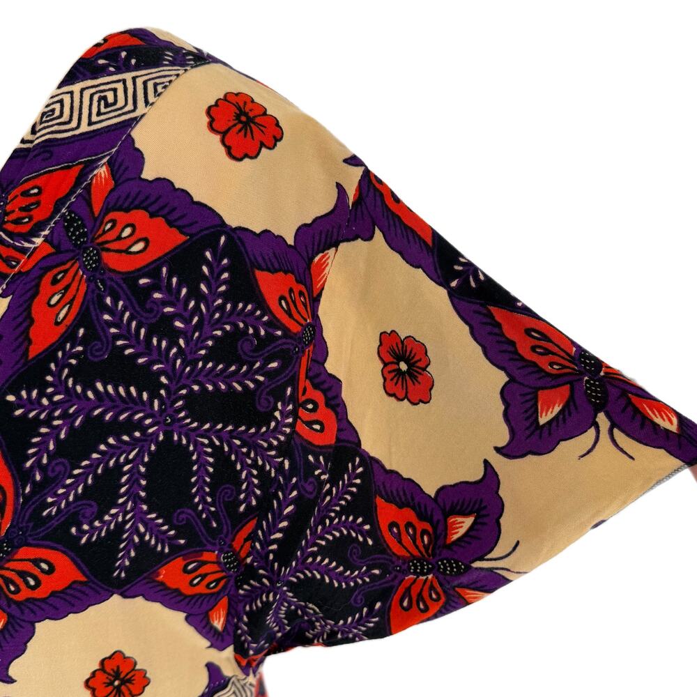 Vtg Jaya Baya Batik Floral Midi Dress size M/L Indonesia Wax Block Print - Picture 6 of 11